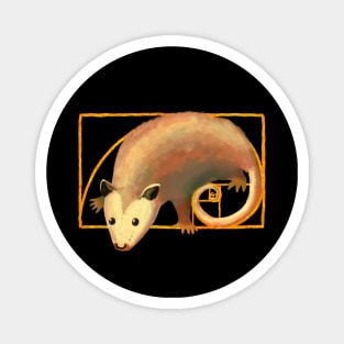 Fibonacci Spiral Opossum | Possum in Golden Ratio Spiral Magnet